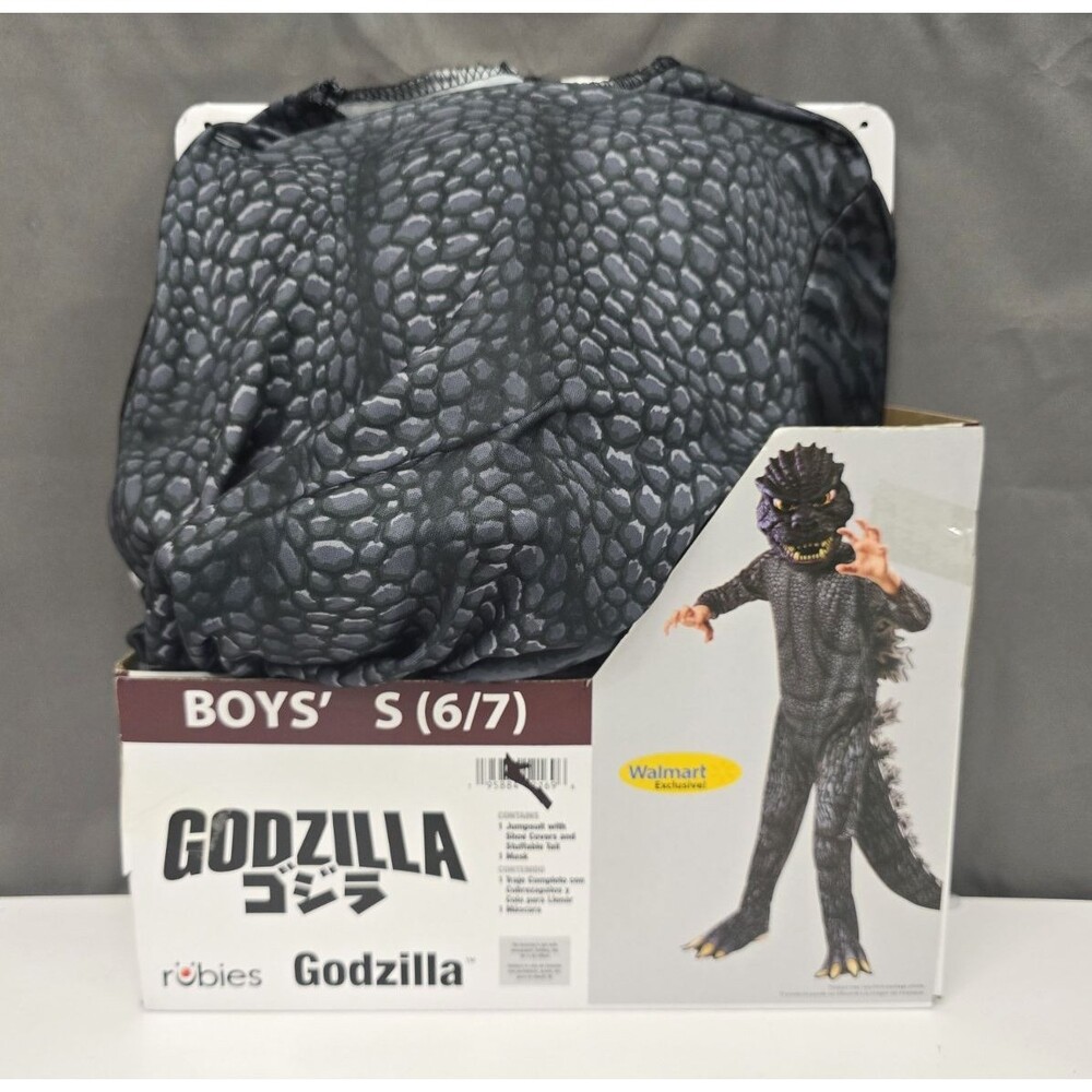 Rubie's Godzilla Boys Costume Size S (6/7) Jumpsuit Mask Tail Shoe Covers